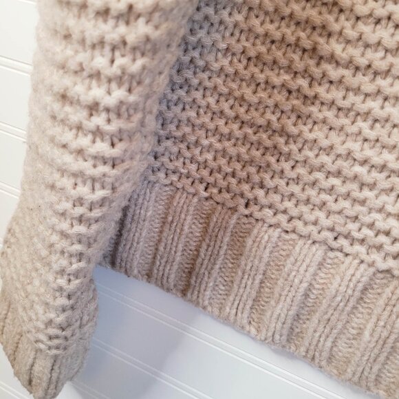 New York Laundry Sweater XL Beige Chunky Cable Knit Fisherman Wool Blend - Picture 5 of 8